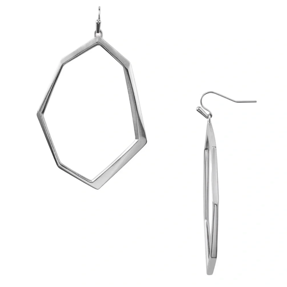 Kendra Scott • Lindsey Hoop Earrings • Rhodium Tone French Wire - Picture 2 of 4